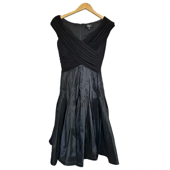 Tadashi Collection Cocktail Dress Black Fit & Flare Draped & lTrumpet Size 4 - Picture 9 of 15